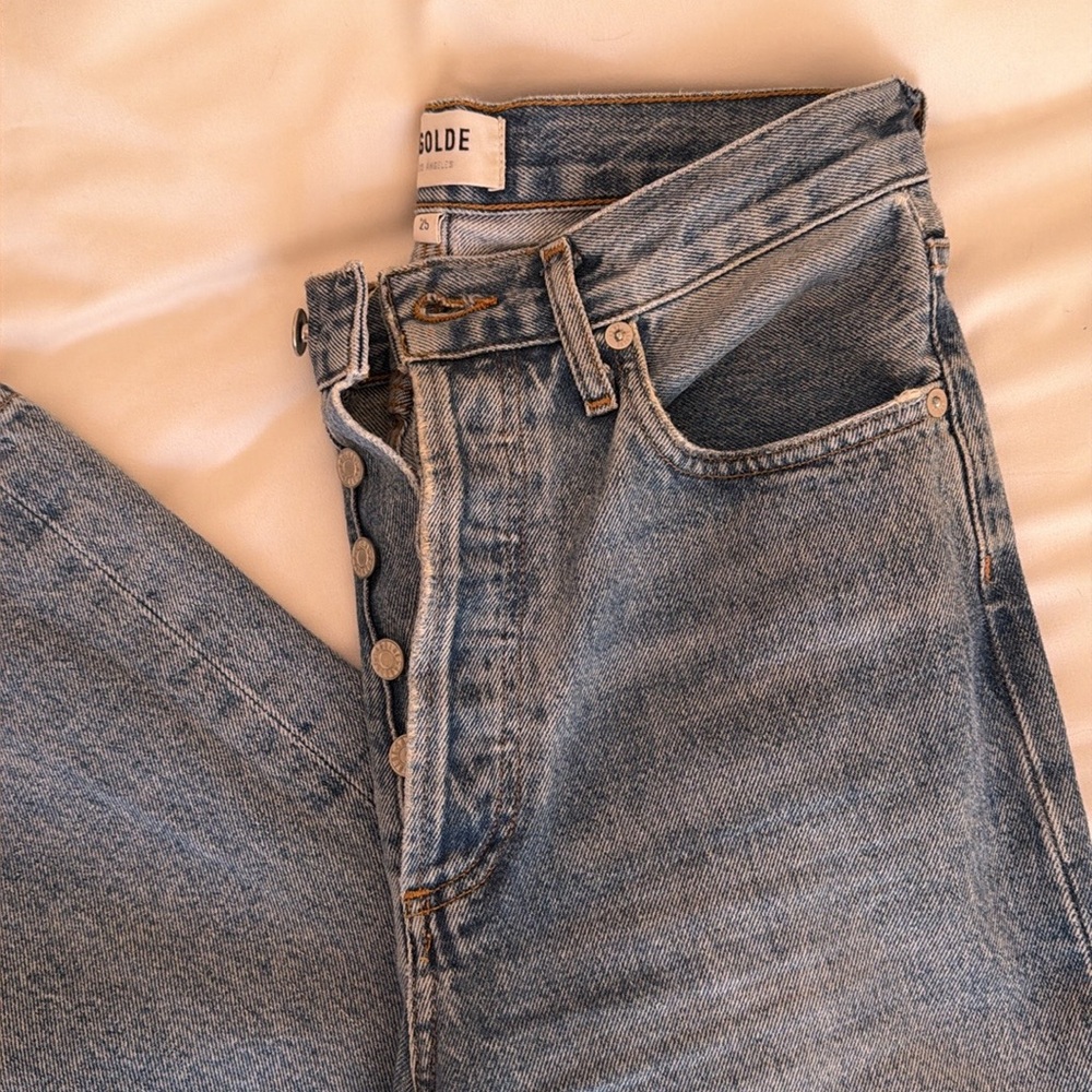 Agolde 90’s Light Blue High-Rise Button-Fly Jeans